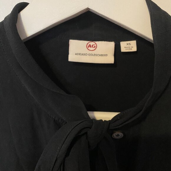 Black Silk AG Blouse with neck bow - Picture 2 of 5